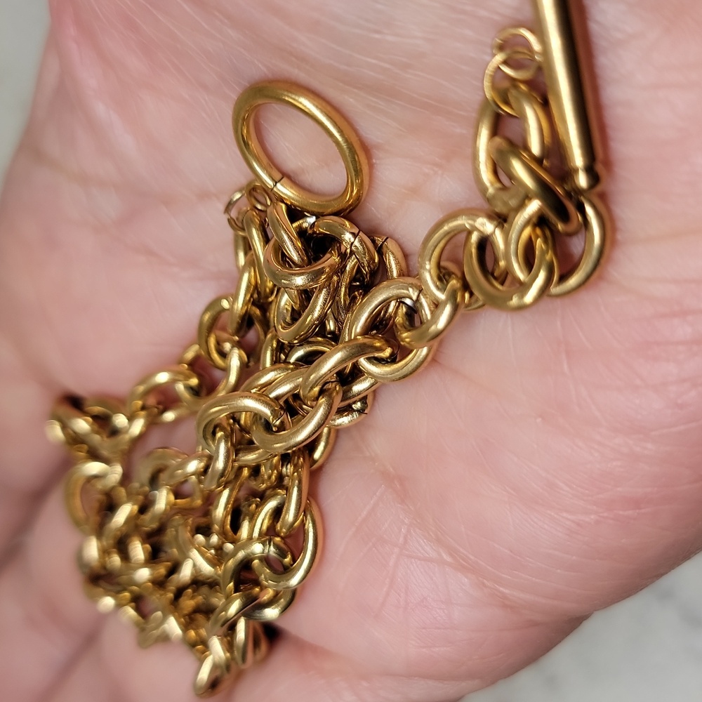 OT Buckle Cable Chain Choker Necklace Gold Tone Titanium Steel 15"  NEW - Picture 7 of 10
